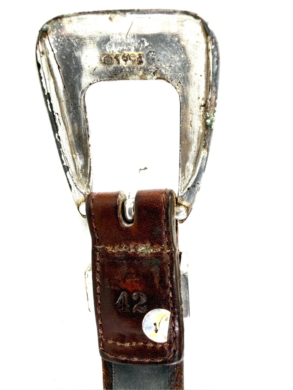 Vintage 2 Onyx Brighton Men Size 42 Black Brown Leather Belt Golf 1998 Y2K